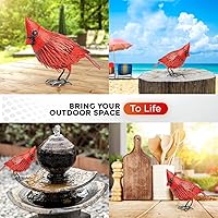 Vista 6 de Decoración de jardín de pájaro de metal con estatua cardenal, arte de metal para patio, esculturas y estatuas para exteriores, pájaro rojo grande