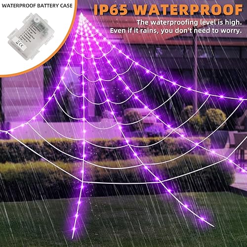 Halloween Decorations Outdoor and Indoor,200" Halloween Spider Web with 59" Giant Spider,Scary Party Decorations for Yard,House Decor.(Lighted Web)