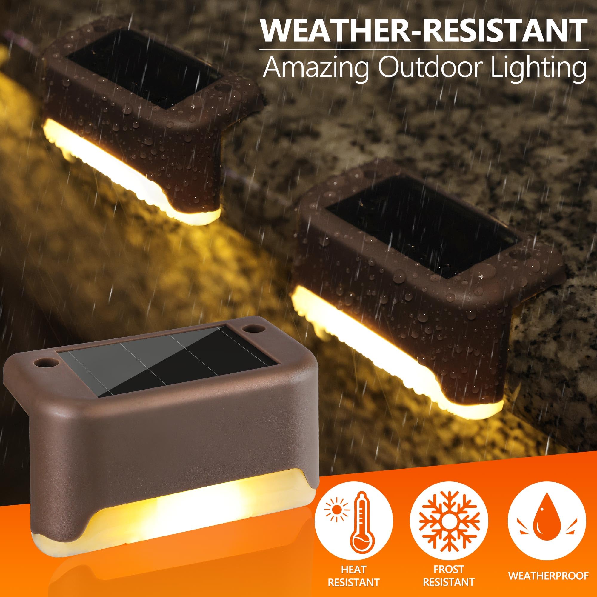 PhilzOps Luci Solari per Esterni, 12 Pezzi Luce Solare Scale Impermeabile Lampade Solari da Giardino Illuminazione per Scala Gradini Recinzioni Cortile Vialetto Patio Decorazione, Bianco Caldo