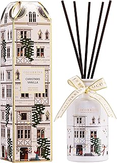 COCORRÍNA Reed Diffuser - Christmas Vanilla 6.7 fl oz Chirstmas Reed Diffuser with 8 Sticks Home Fragrance Bathroom Shelf Decor (Festive House Collection)