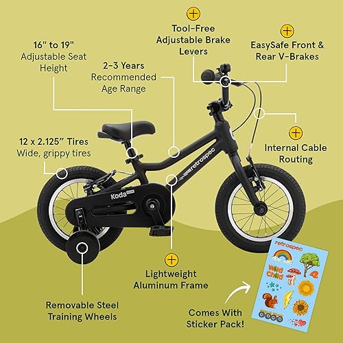 Miniatura 2 de Retrospec Koda Plus Kids Bike for Boys & Girls Ages 2-3 Years - 12" Children's Bicycle, Adjustable Seat & Handlebars, Removable Training Wheels,