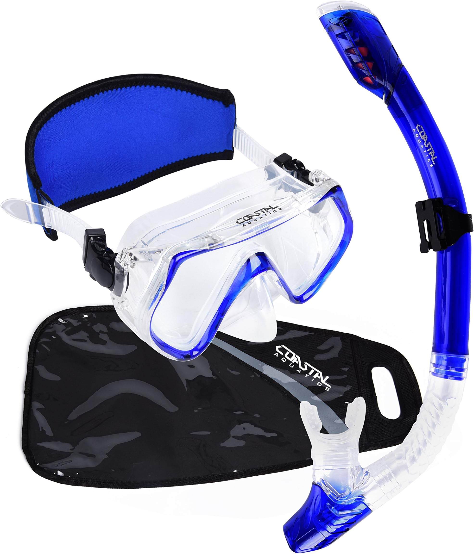 Adult Dry Snorkel and Mask Set - Waterproof Gear Bag - Neoprene Mask Strap Cover - Tempered Glass - Anti-Fog Lens - Snorkeling Gear - Snorkeling Package