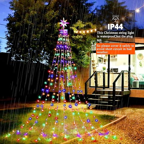 Miniatura 6 de (Nuevo) Luces de decoración de Navidad, 320 luces LED para árbol de Navidad [8 modos y resistente al agua], con adorno de estrella iluminada de 11