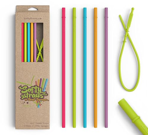 Long Silicone Straws With Stoppers for Tumblers - Slender Silicon