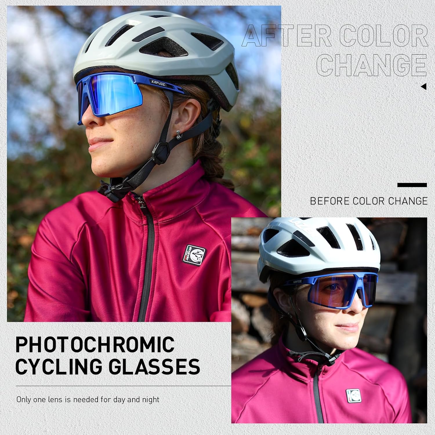 KAPVOE Photochromic Cycling Glasses Men Women Mountain Bike Sunglasses Clear MTB Sports Glasses Bicycle Triathlon Running - Image 2