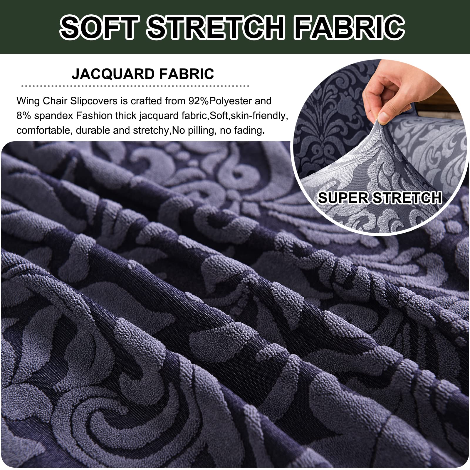 Sessel-Überwürfe Ohrensessel 2 Stück Elastische Husse Für Ohrensessel Spandex Jacquard Ohrensessel Überzug Stretch Sofa überzug waschbare Sesselhusse Ohrensessel -Aprikose-2 Pieces