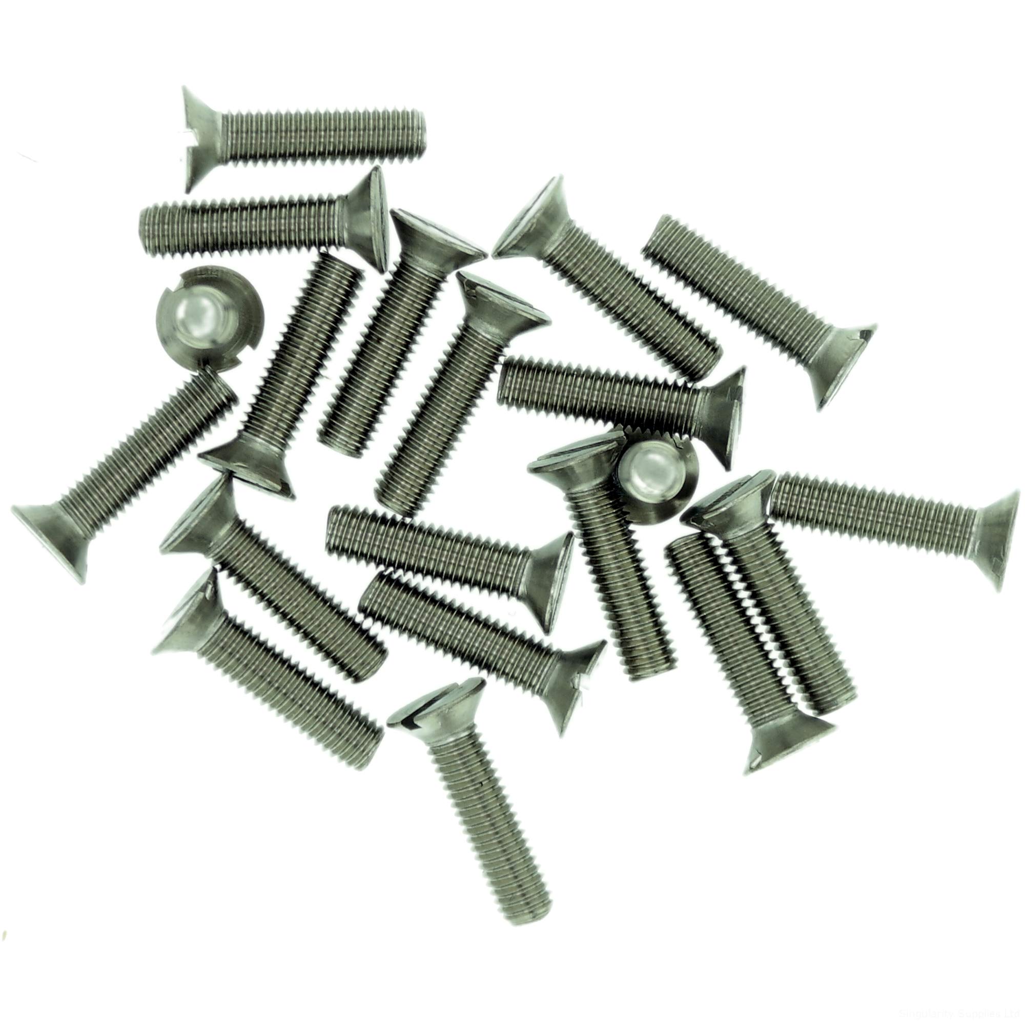 Singularity Supplies Silver M1 (1Mm X 5Mm) Slot Countersunk Machine Screw (Bolt) - Stainless Steel (A2) (Pack Of 20)