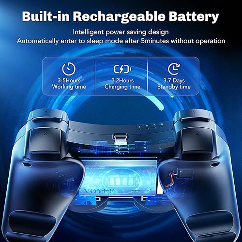 Miniatura 3 de VOYEE Wireless Controller Compatible with Playstation 3, PS-3 Controller with Upgraded JoystickRechargerable BatteryMotion ControlDouble Shock