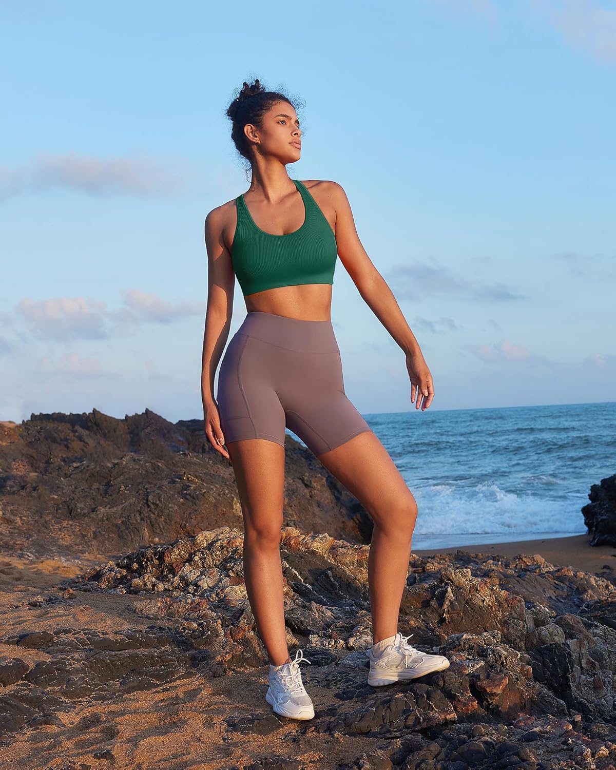RUNNING GIRL Sports Bras for Women,Seamless Strappy Sports Bra High Support Crisscross Back with Removable Pads