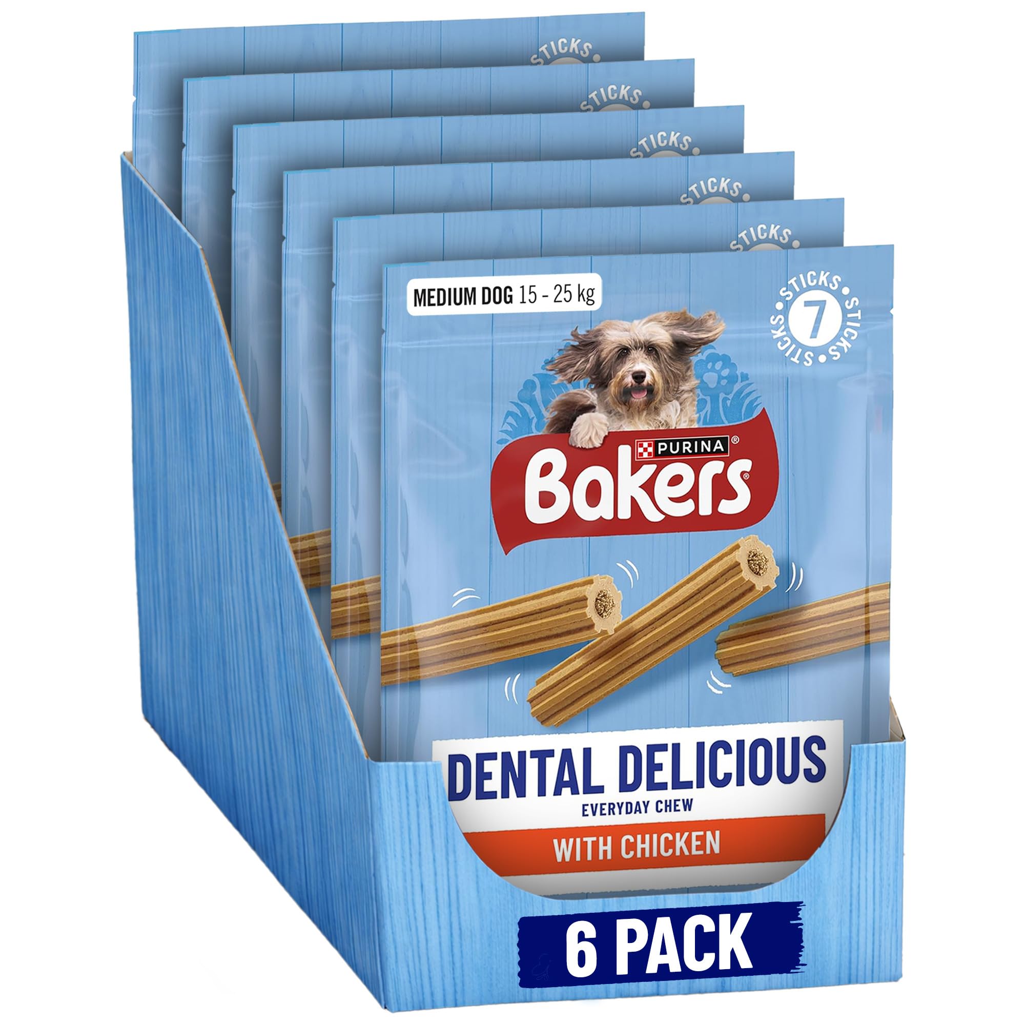 BAKERS Dental Delicious Medium Chicken Dog Chews 200g 200 g (Pack of 1), red