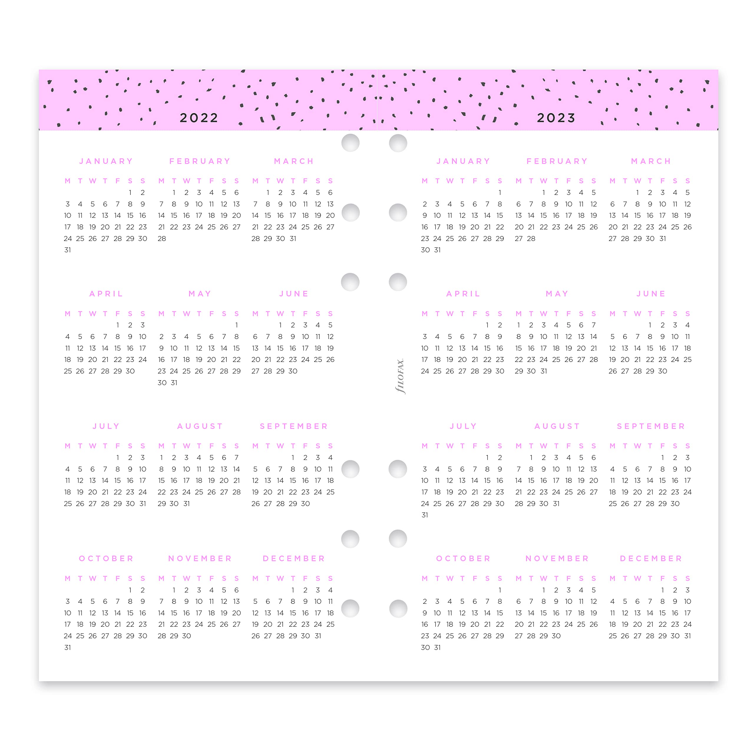 Filofax C68491-22 Recharge pour agenda semainier Motif confettis