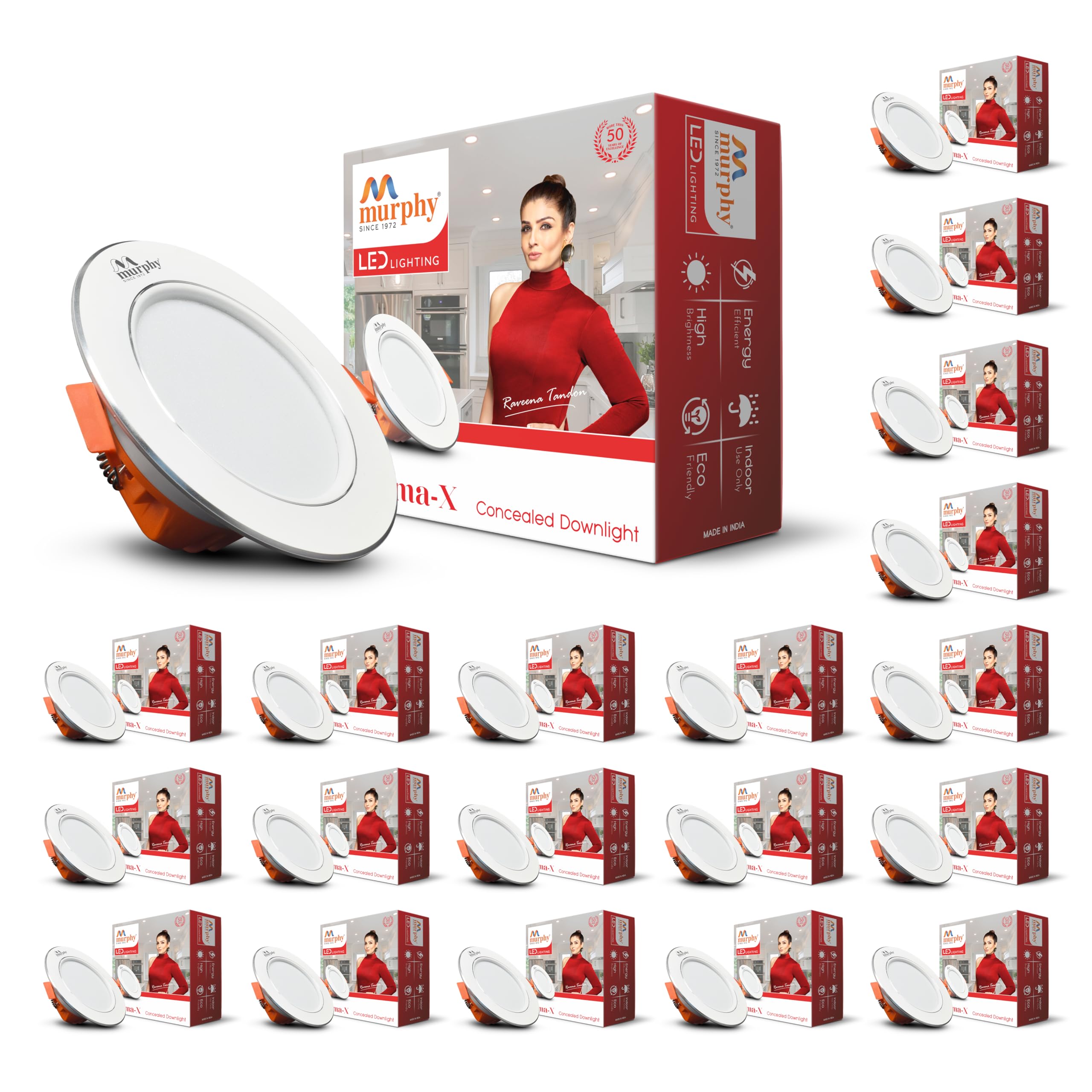 Murphy Aluminium 7-Watt Croma Round Led Panel Conceal Down Light (Cool White, Pack of 20)