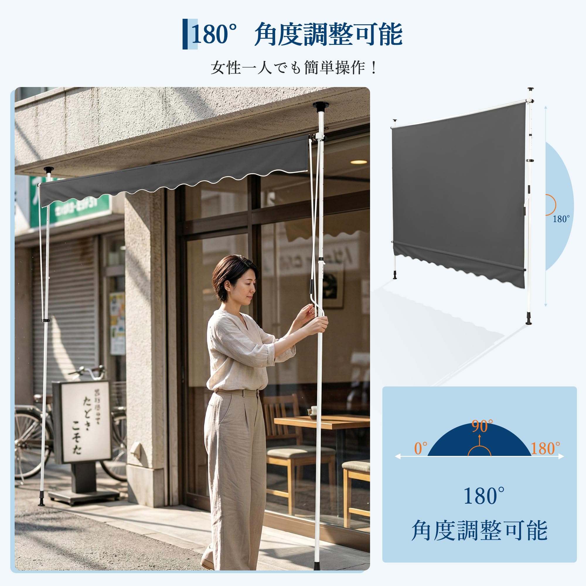 Amazon | ガービー（Garvee）オーニングテント 横幅2m つっぱり式 日よ