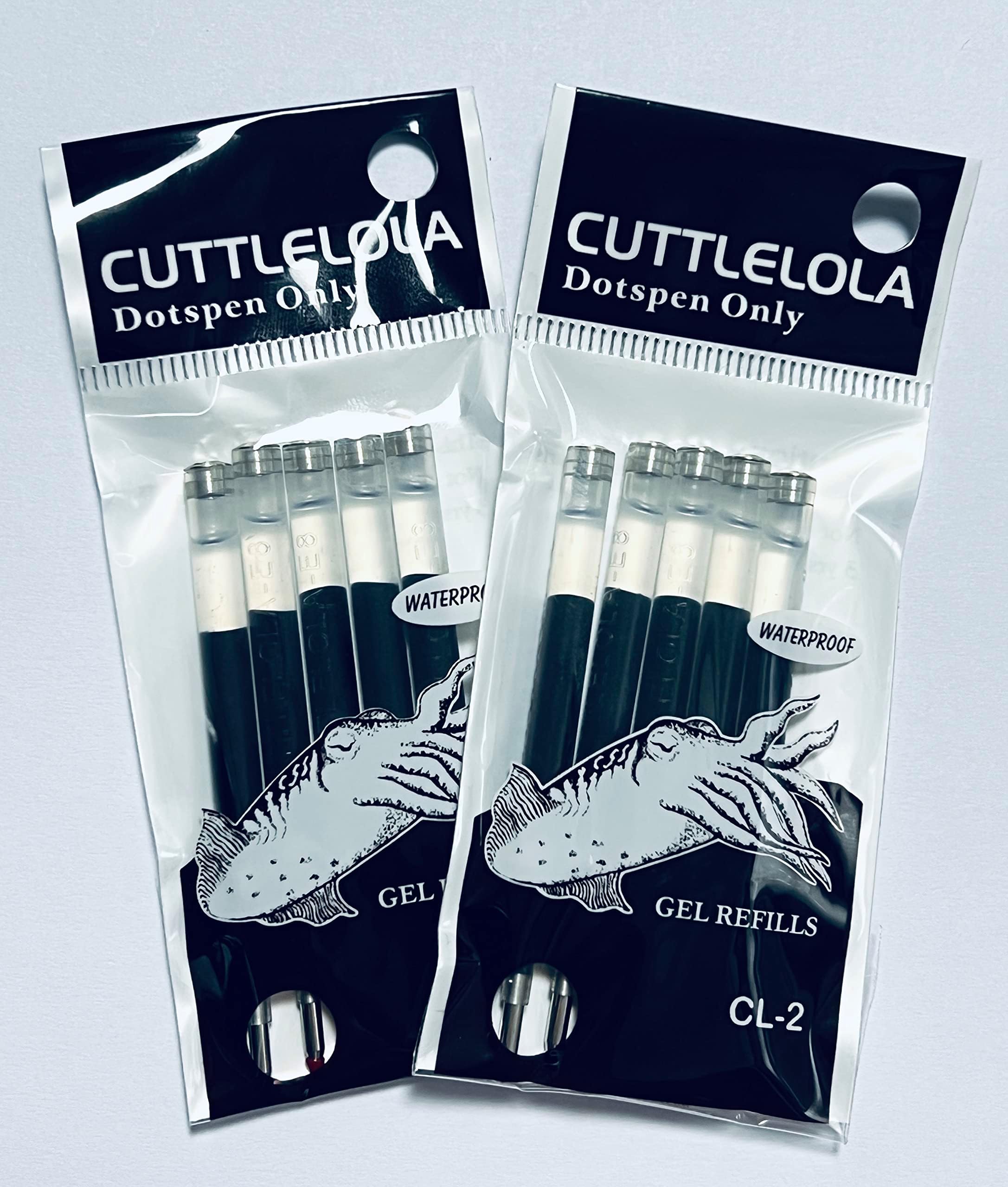 Black Gel Ink Cartridges/Refills for the Cuttlelola Electric DotsPen II - the Black Knight