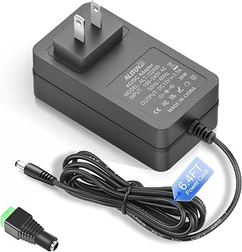 ALITOVE 12V DC Power Supply 2.5A AC Adapter 100240V 50-60Hz to 12VDC 60W | Compatible 2.5Amp 2A 12 Volt Power Supply, 5.5x2.5mm Plug, 6.4FT DC 12V Power Cord for LED Light CCTV Camera Sceptre Monitor