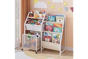 Kids Bookshelf and Toy Storage Organizer - Movable Children Bookshelf