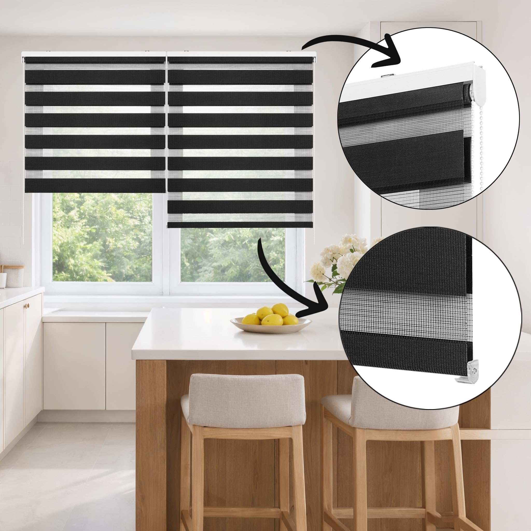 Estores Noche y Día de Calidad con Doble Tejido Elegantes para Ventanas de Interior y Puertas. Elige la privacidad y el Paso de la luz STORESDECO Blanco 120 x 250 cm (Ancho x Largo)