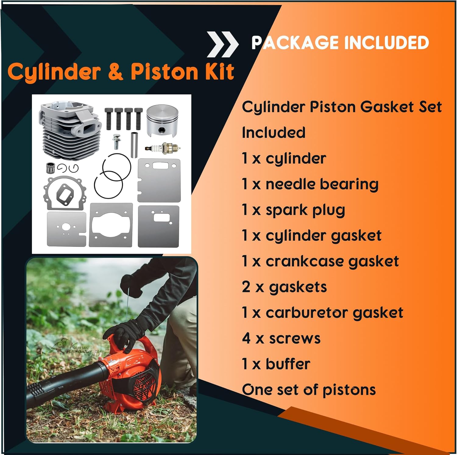 Cylinder Piston Kit Compatible with Echo Backpack Blower PB-770 PB-770H PB-770T, Replaces P021002984 A130002130 V100000770