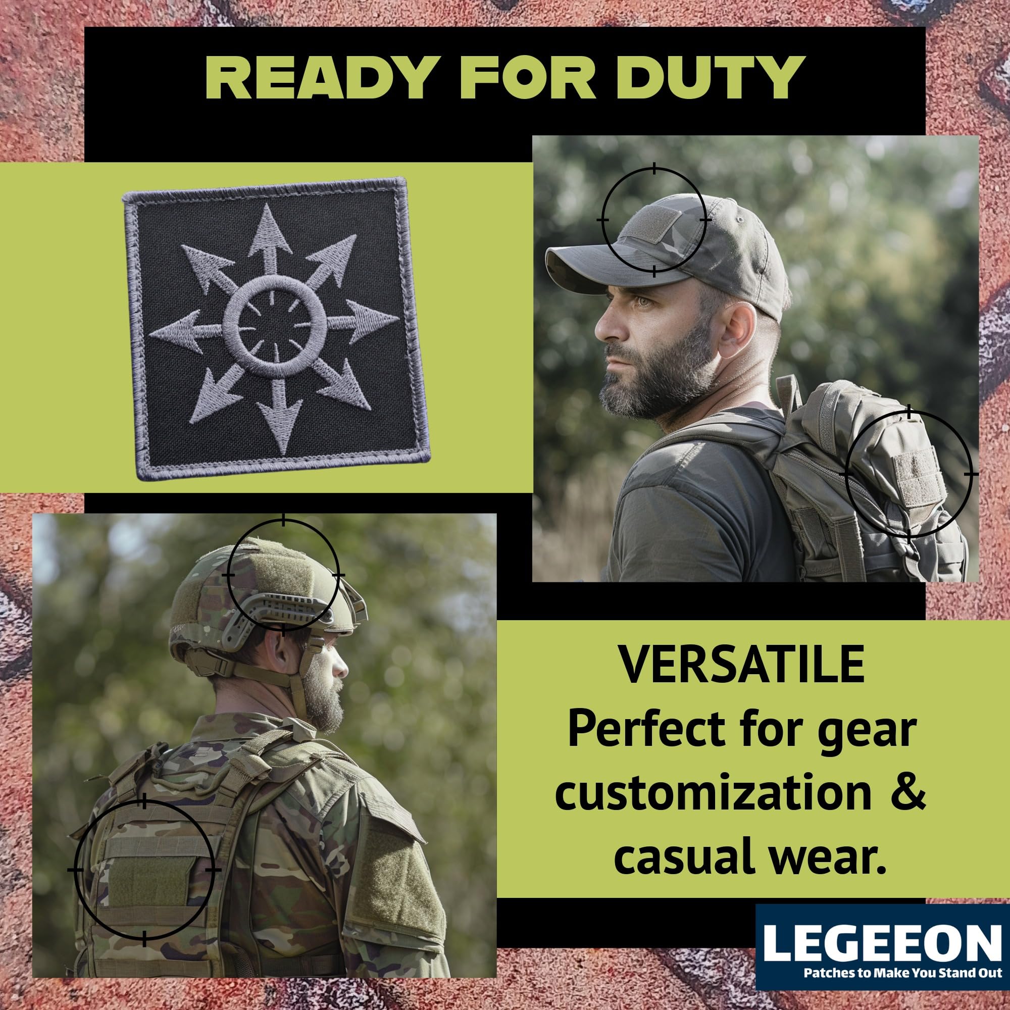 Subdued Chaos Star Arrows Cross Chaosphere Symbol of Eight Magic Morale Touch Fastener Patch