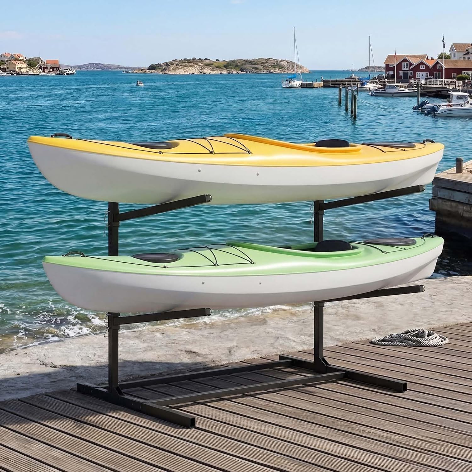 MOPHOTO Kayak Storage Rack, Heavy Duty Kayak Rack for Garage & Outdoor, Space-Saving Storage Rack for Kayaks, Canoes, Surfboards & Paddleboards