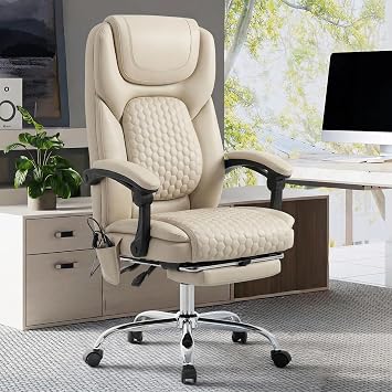 MALOL 300 lbs Big and Tall Massage Office Chair, Beige