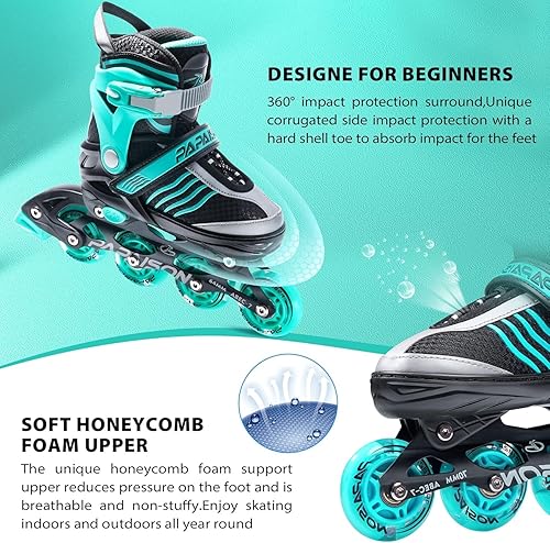 Miniatura 34 de PAPAISON Adjustable Inline Skates Boys Ages 4-16, Roller Skates for Girls Kids Ages 5-8 8-12 with Full Light Up Wheels, Outdoor Skates Illuminating