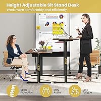 Vista 13 de GOFLAME Height Adjustable Electric Standing Desk, 44 x 24 Inches Sit to Stand Computer Workstation with Cable Management Hole, Ergonomic Stand up