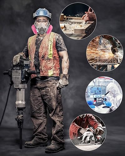 Miniatura 7 de Máscara respiradora con filtros 60921  Máscara de gas reutilizable de media cara contra vapores orgánicos, polvo, humos utilizados para carpintería,