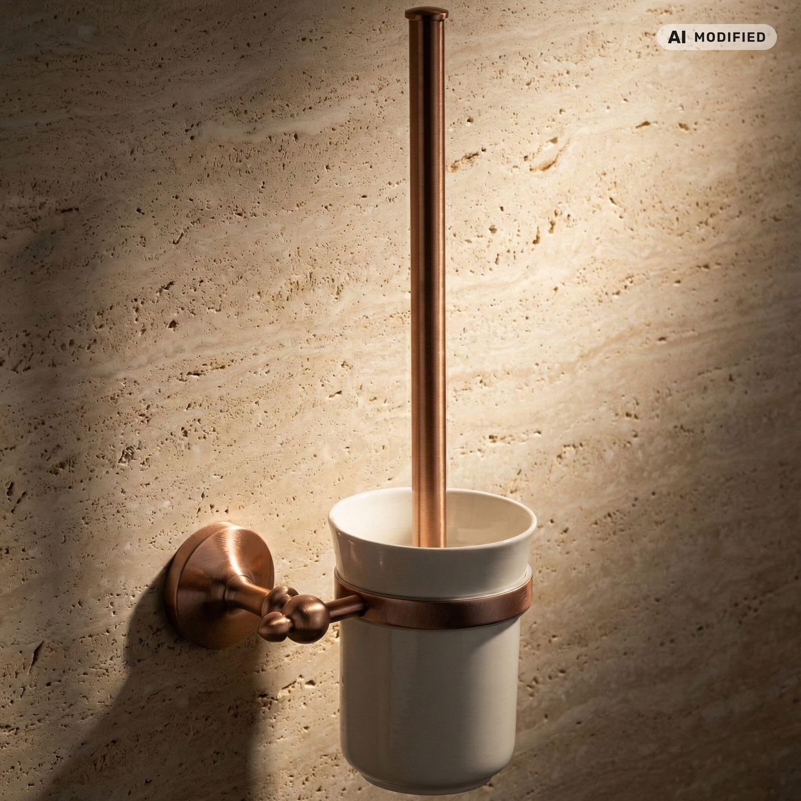 Scopino WC Rame Nostalgia in Ottone Massiccio con Becher in Ceramica Accessorio Bagno da Parete