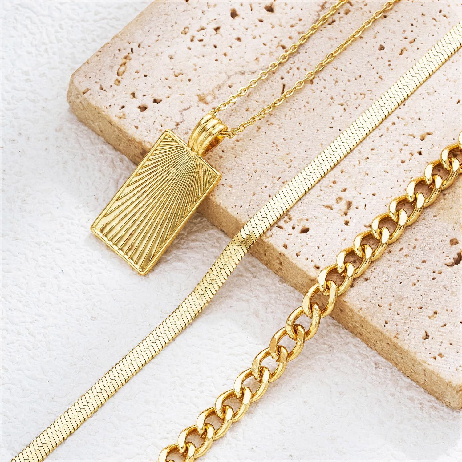 Women's Multi-Layered Gold Necklace, Stackable Delicate 14K Gold Plated Fashion Round Multi Layers Pendant Necklace, Gold Jewelry Set Gifts - Image 5