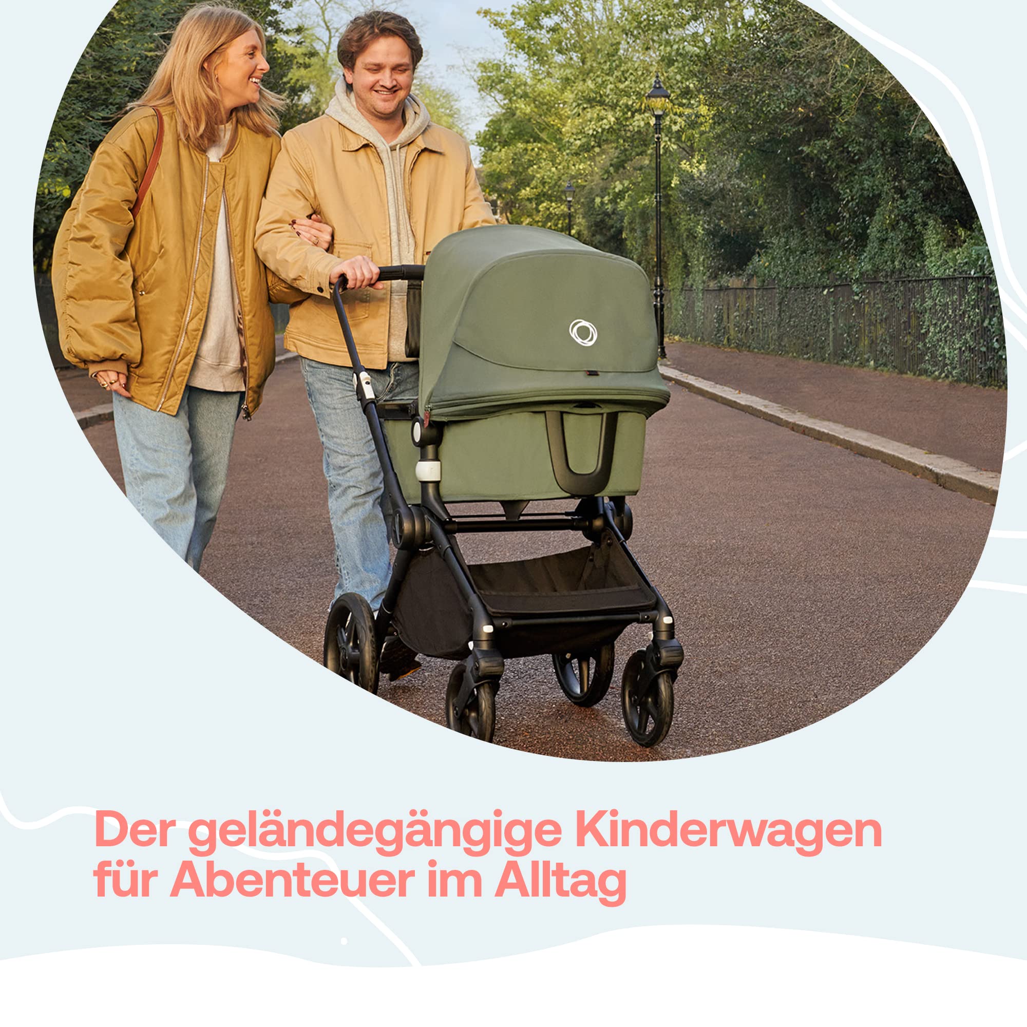 Bugaboo Fox Cub Kinderwagen für jedes Gelände, leichter stabiler Kinderwagen, strapazierfähiges Design, extragroßes Sonnendach, selbststehend faltbar, Desert Beige
