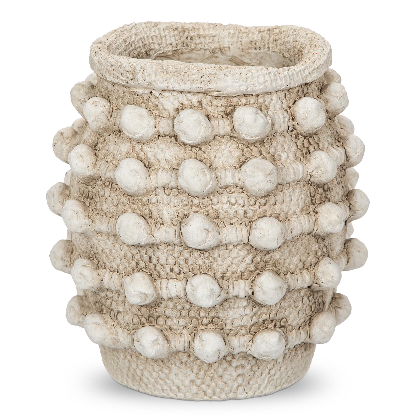 Photo 1 of Rustic Farmhouse Vase, Boho Beige Vase for Pampas Grass Small Textured Knotted Vases for Flowers Decorative Cement Floral Vases for Home Decor, Living Room, Dining Table