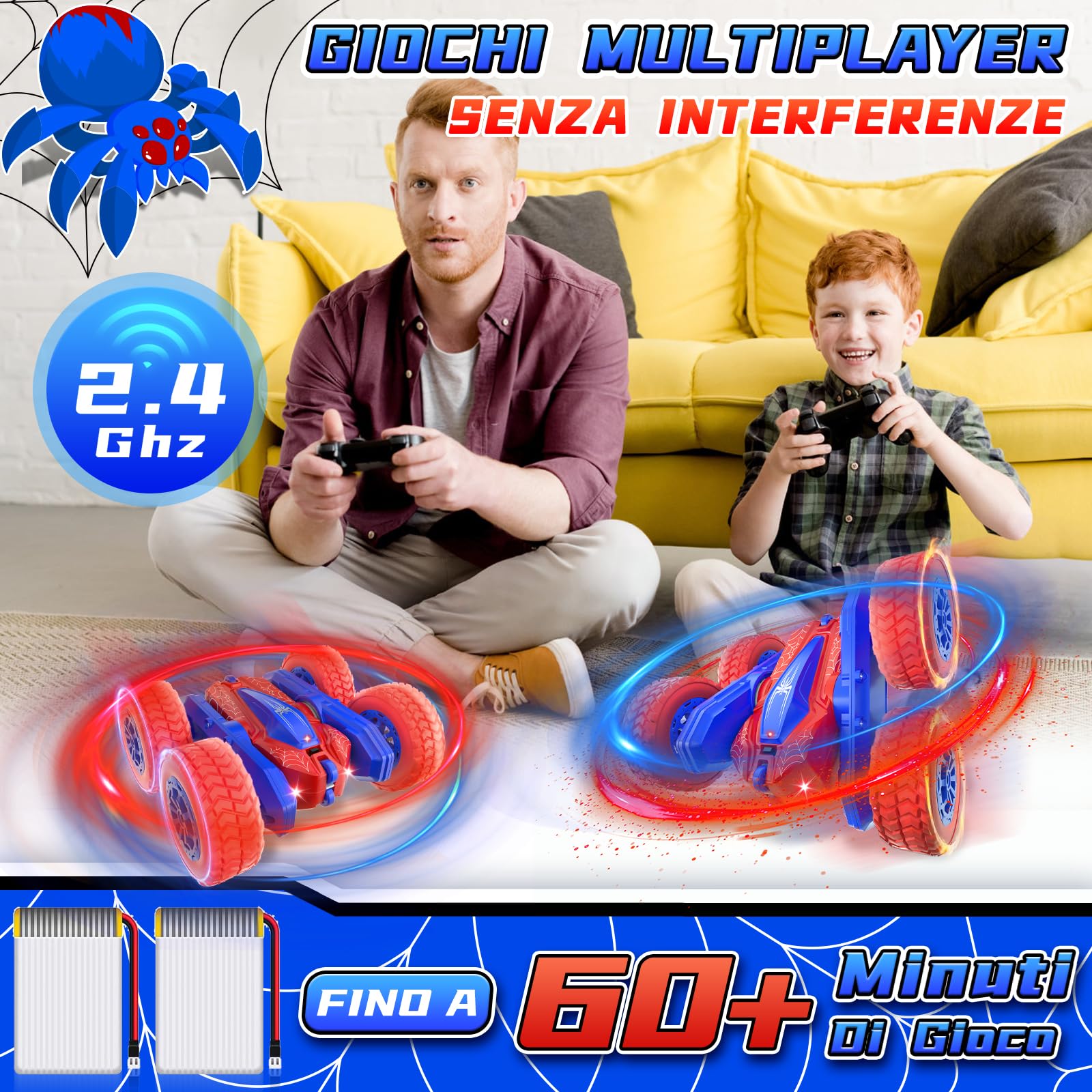 CYLION Macchina Telecomandata per Bambini, 2.4GHz 4WD Macchina Telecomandata Flip Doppio Laterale a 360° Monster Truck per 4 5 6 7 8 9 10 12 Bambini