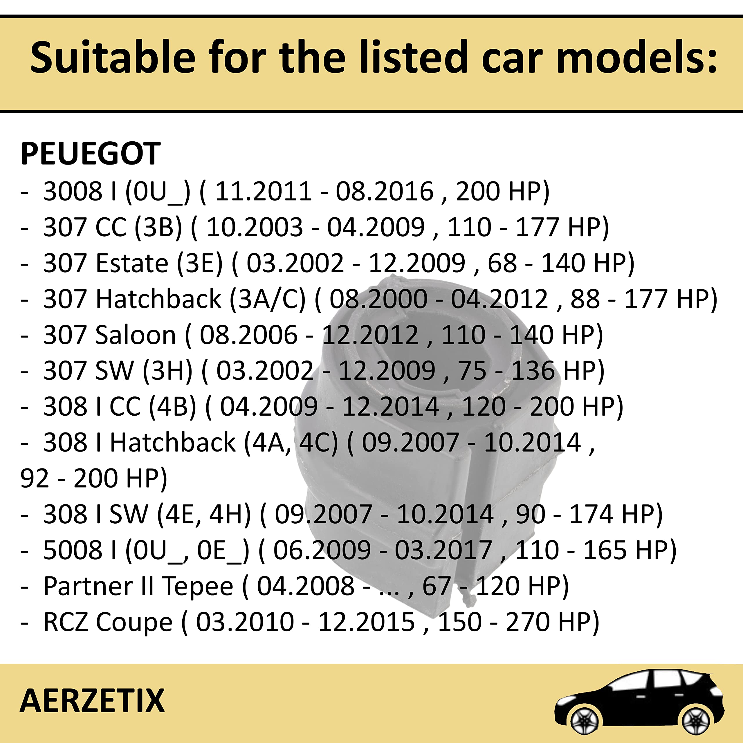 AERZETIX - C43302 - Lot de 2 Suspensions, stabilisateurs - côté de montage: des deux côtés de l'essieu avant - nombre par essieu: 2 - compatible avec 509489, 5094E3