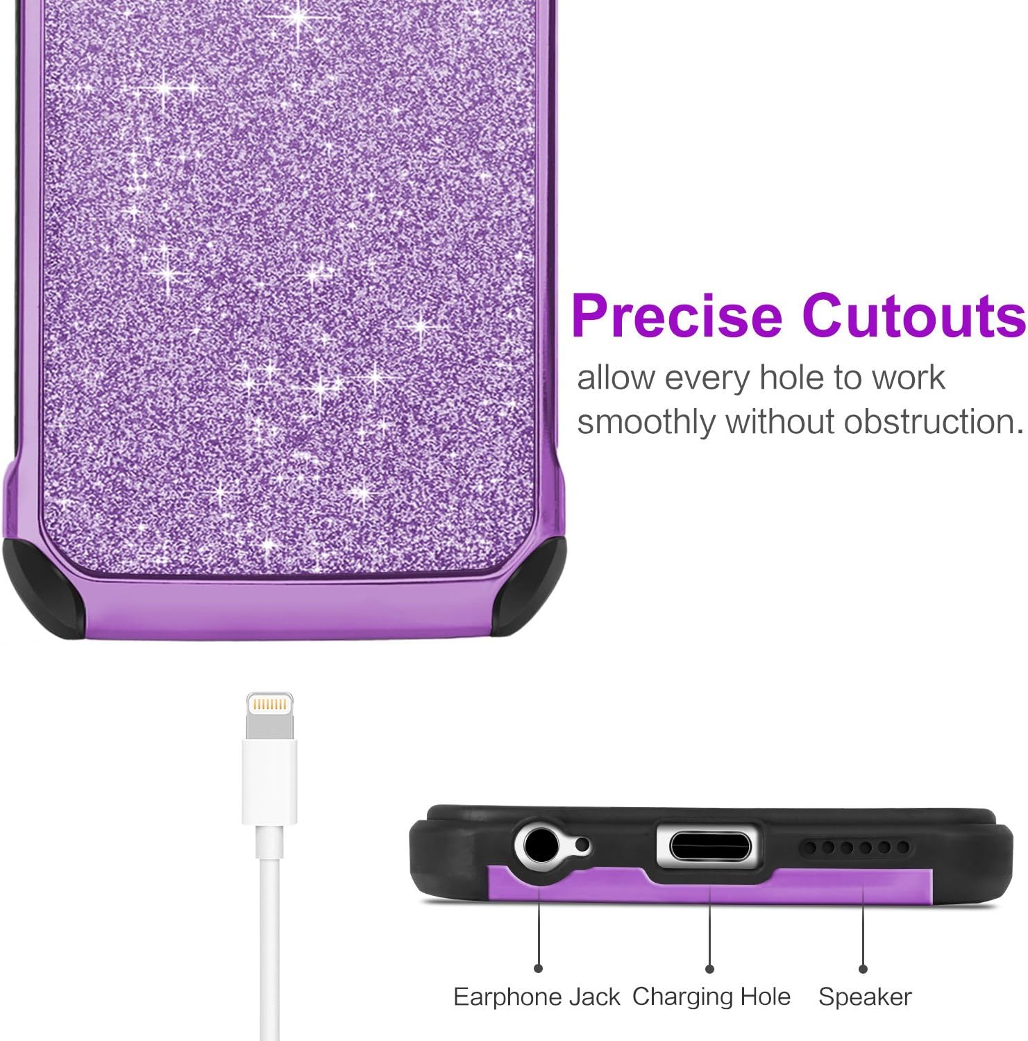 BENTOBEN iPhone 6 Case, iPhone 6S Case, Glitter Luxury 2 in 1 Slim Hard Laminated with Sparkly Shiny Faux Leather Chrome Shockproof Protective Case for iPhone 6/iPhone 6S (4.7 inch), Purple