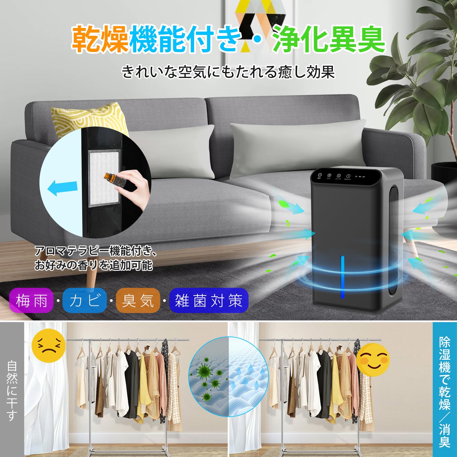 Amazon.co.jp: 【2025最新進化】除湿機 小型 除湿器【ダブルペルチェ式 