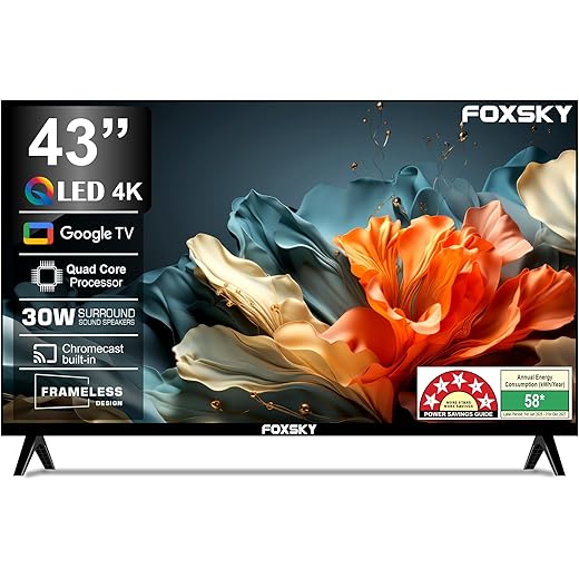 Foxsky 4K UHD QLED Google TV 109 cm