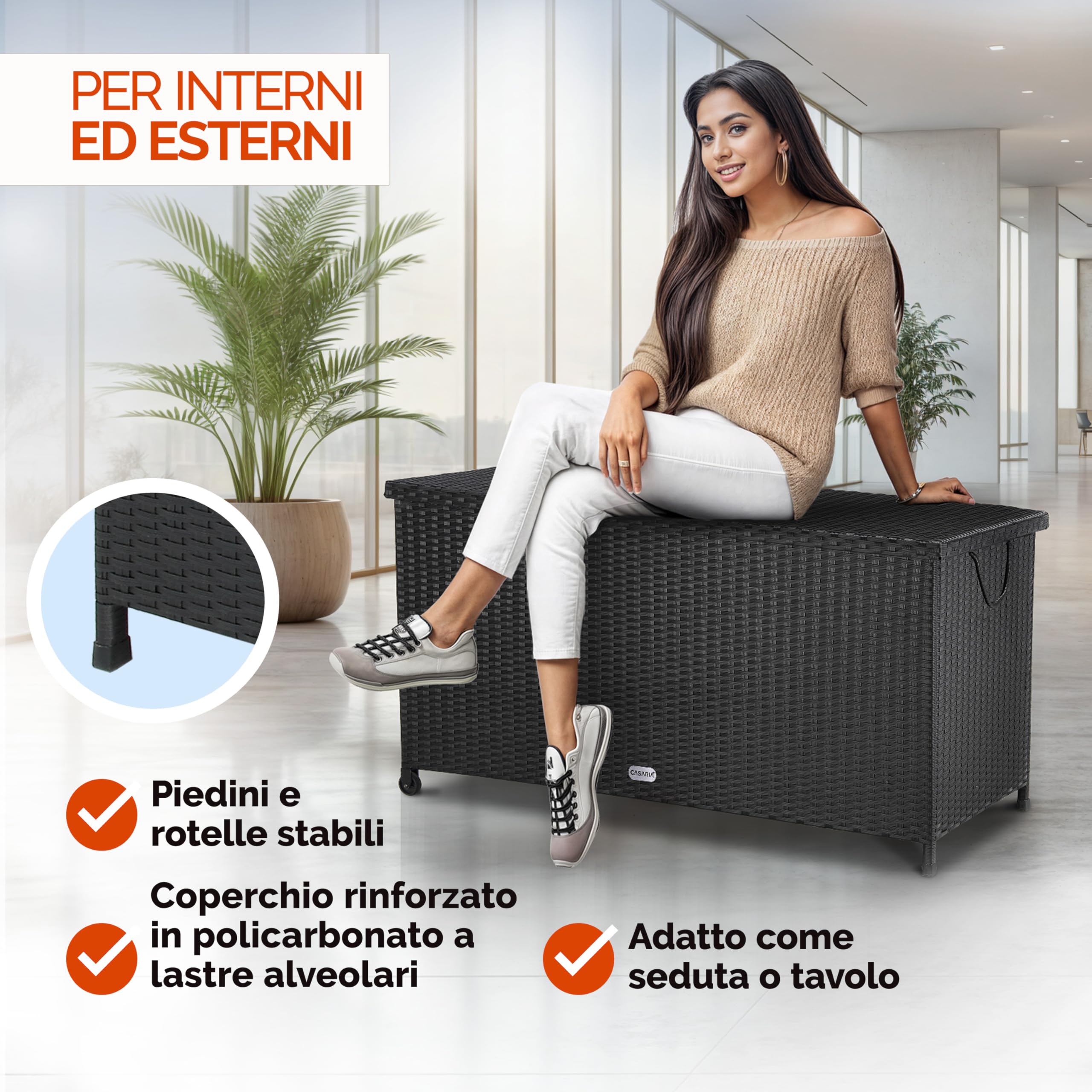 Casaria Baule da Esterno XXL 117x53x60cm 270L Impermeabile Resistente Contenitore Giardino