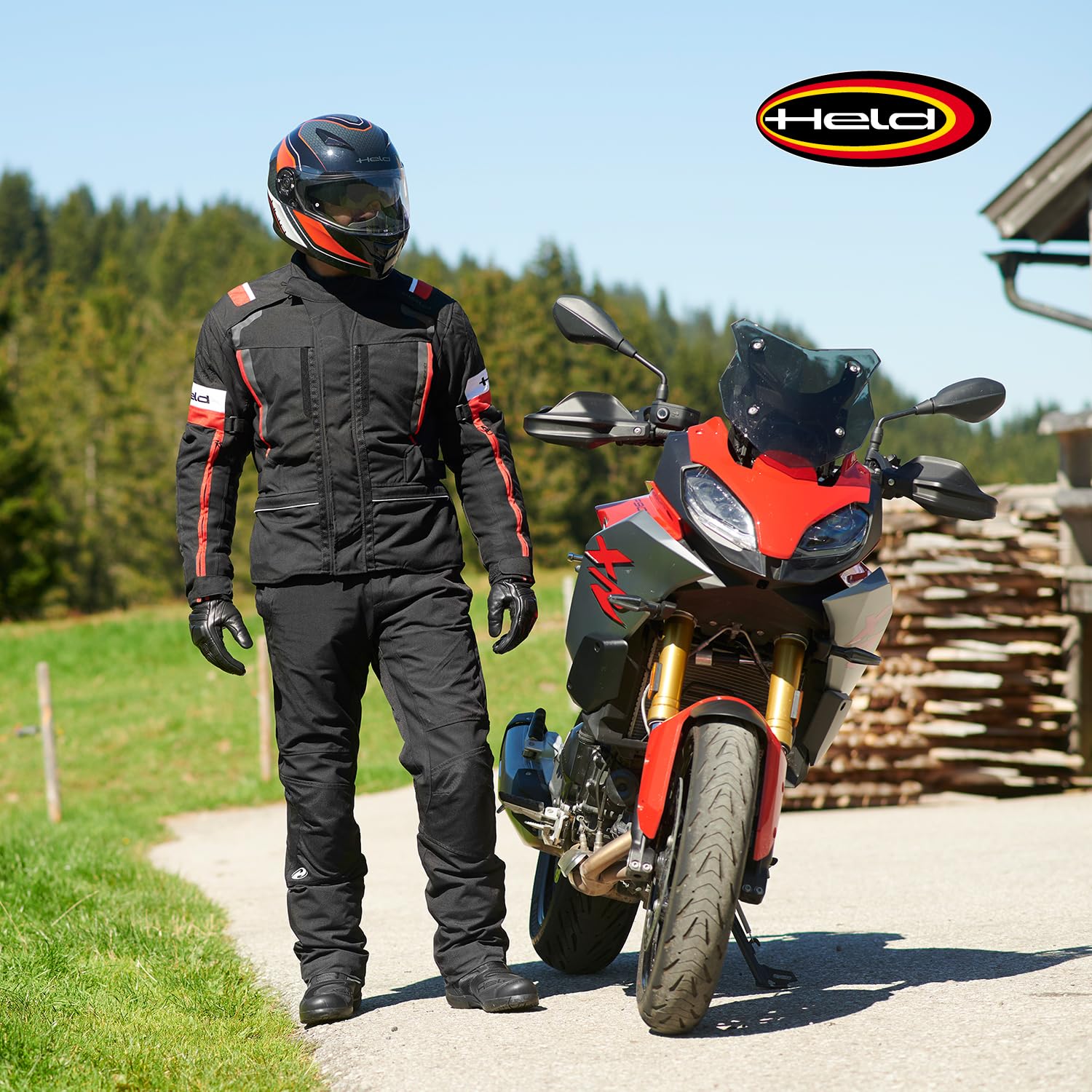 Held 4-Touring II Tourenjacke - Motorrad Jacke Wasserdicht - Textil Motorradjacke Damen mit Protektoren Level 1 - CE Schutzkleidung Klasse A, Schwarz