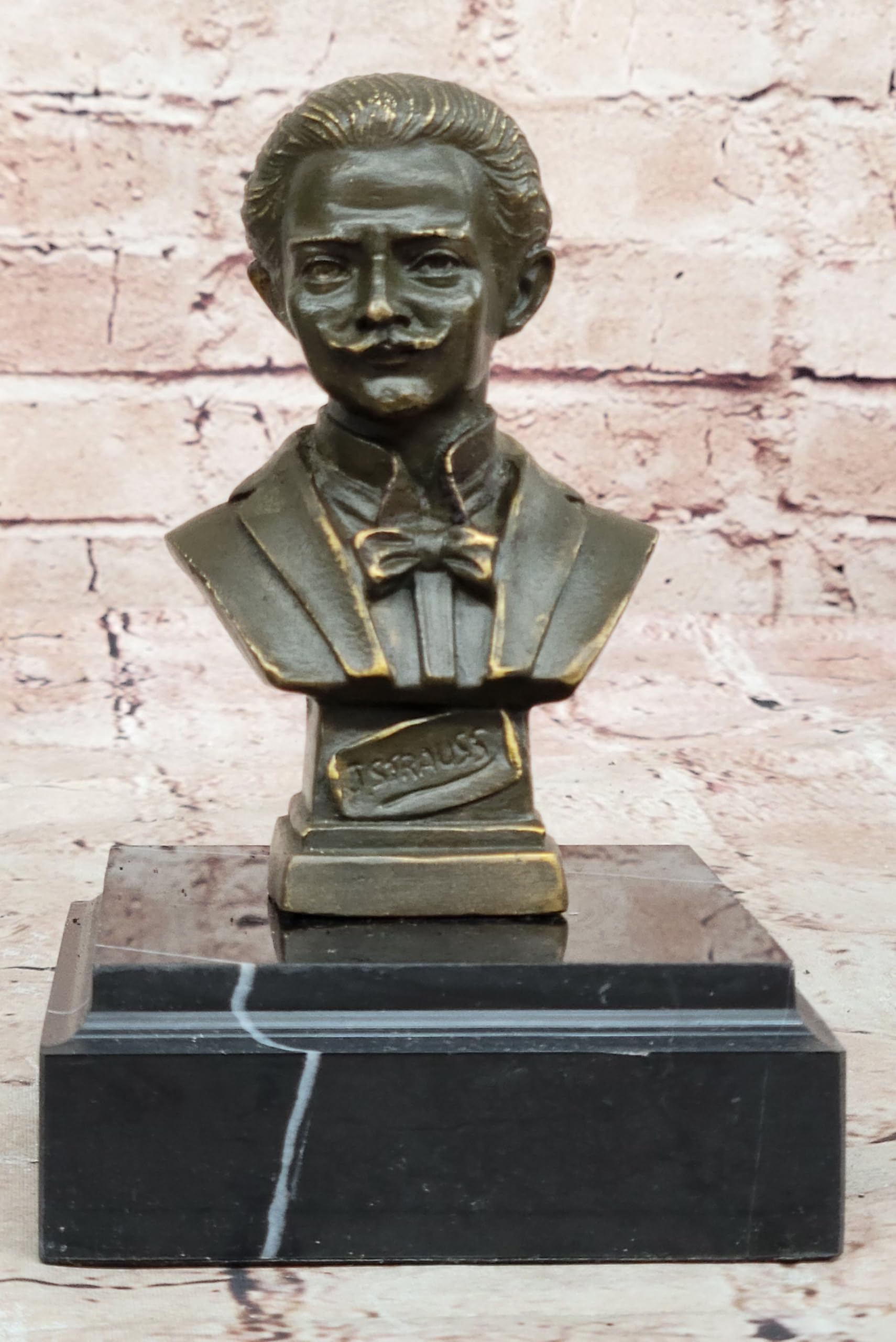 Western Pure Bronze Marble Abstract Art Deco Johann Strauss Sculpture Statue Handmade Deal Artwork Gift by Think Bronze