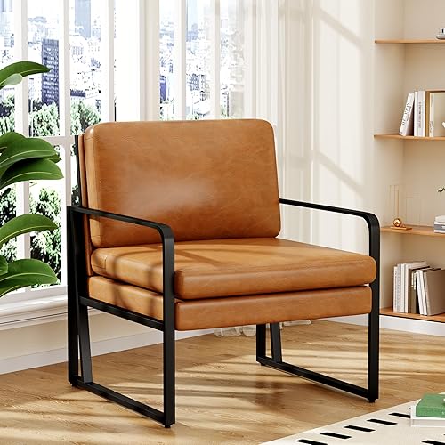 Miniatura 35 de ALISH Sillas decorativas, sillón tapizado, sillas modernas para sala de estar, sillón de lino, sillas laterales de lectura con patas de metal para