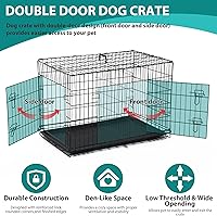Vista 3 de Jaulas de 24 pulgadas para perros pequeños, 20 libras, jaula plegable para mascotas con bandeja de panel divisor, jaula de doble puerta