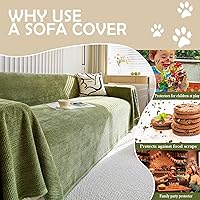 Vista 5 de HANDONTIME funda verde oscuro para sofá de jacquard, funda de pana para sofá verde, bonitas fundas de sofá lavables, fundas modernas de sofá para 3