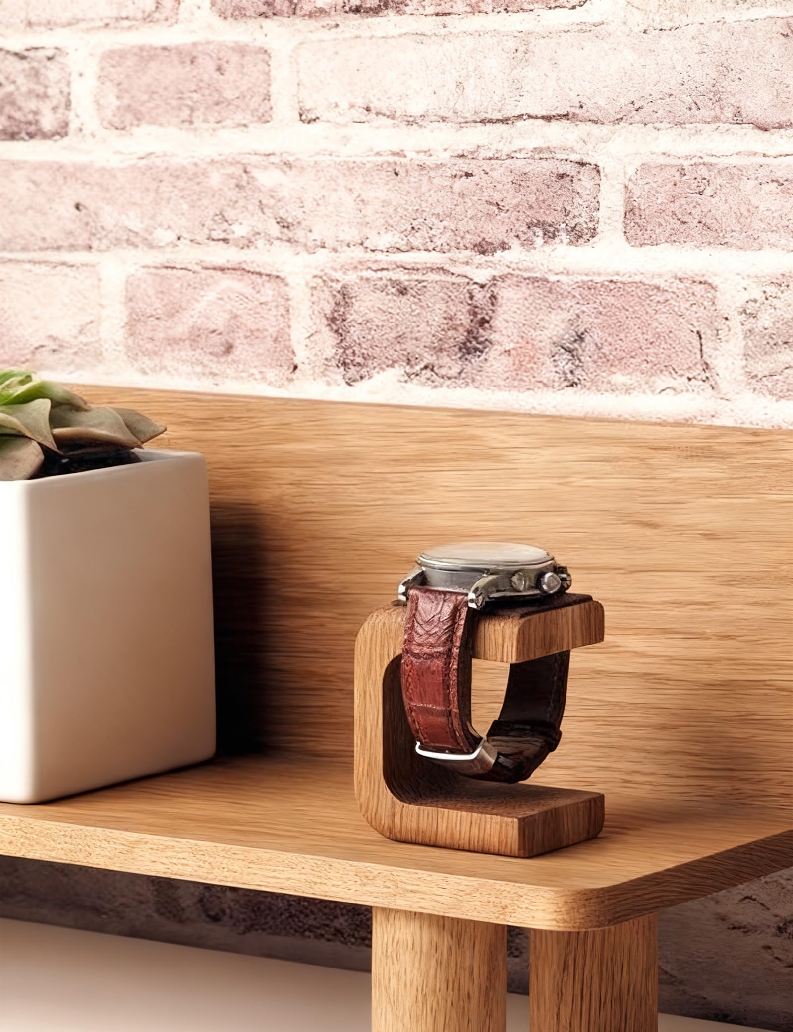 Uhrenständer, Uhrenhalter aus Holz, Uhrenaufbewahrung Uhren Halterung mit Leder Pad, Watch Stand Holder für Uhr Aufbewahrung & Display