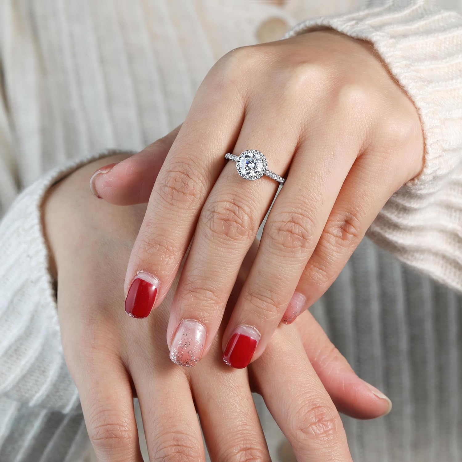 Oval/Heart/Round Cut Moissanite Engagement Ring for Women 925 Sterling Silver D Color VVS1 Clarity Moissanite Promise Ring for Her Size 4-10 - Image 4