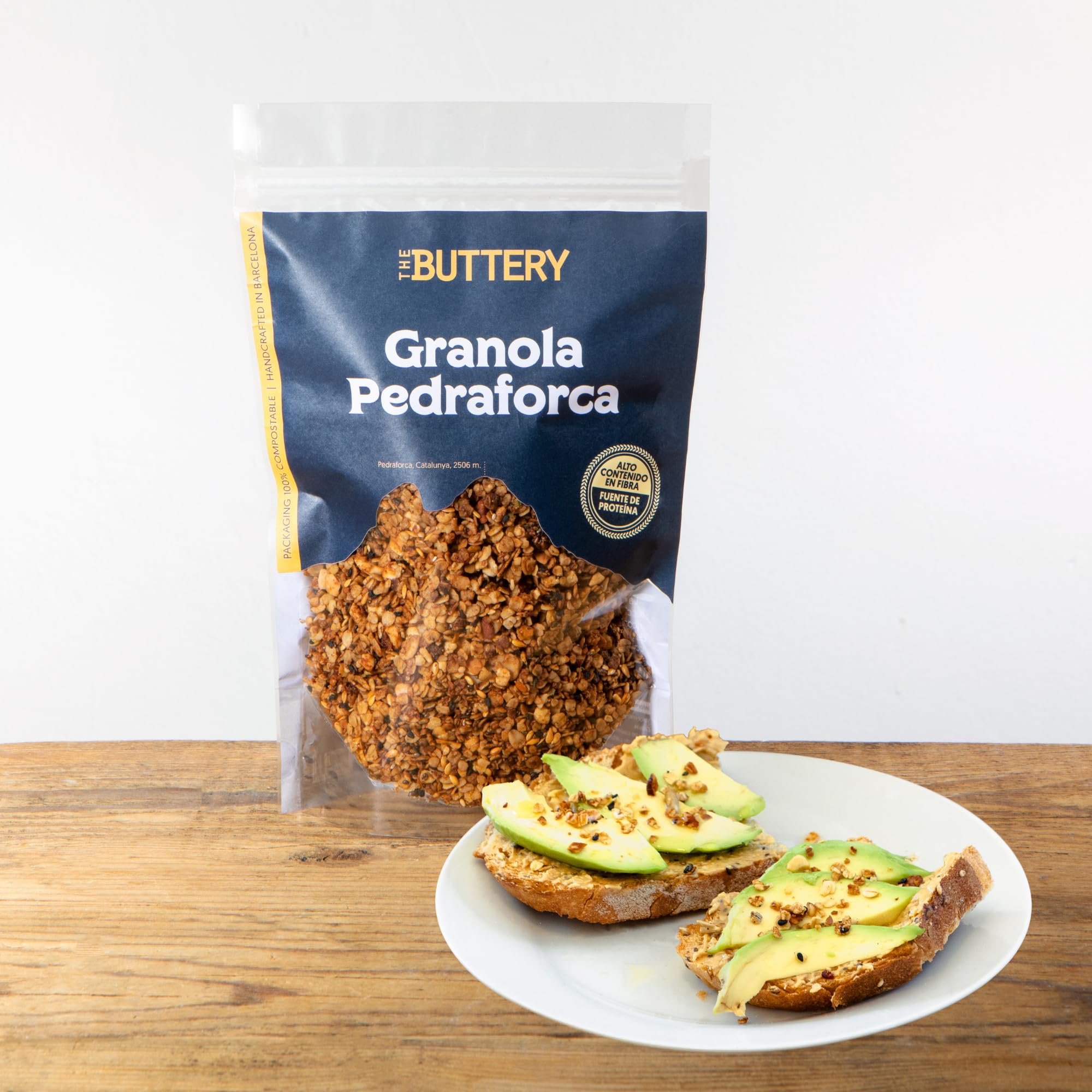 The Buttery – Granola Pedraforca - Crema de Cacahuete Chocolate & Dátil. Fuente Proteína/Fibra. Avena, Anacardo, Almendra, Chía, Lino, Cáñamo, Sésamo, Aceite Oliva V. Extra, Miel, Coco, Canela - 280g