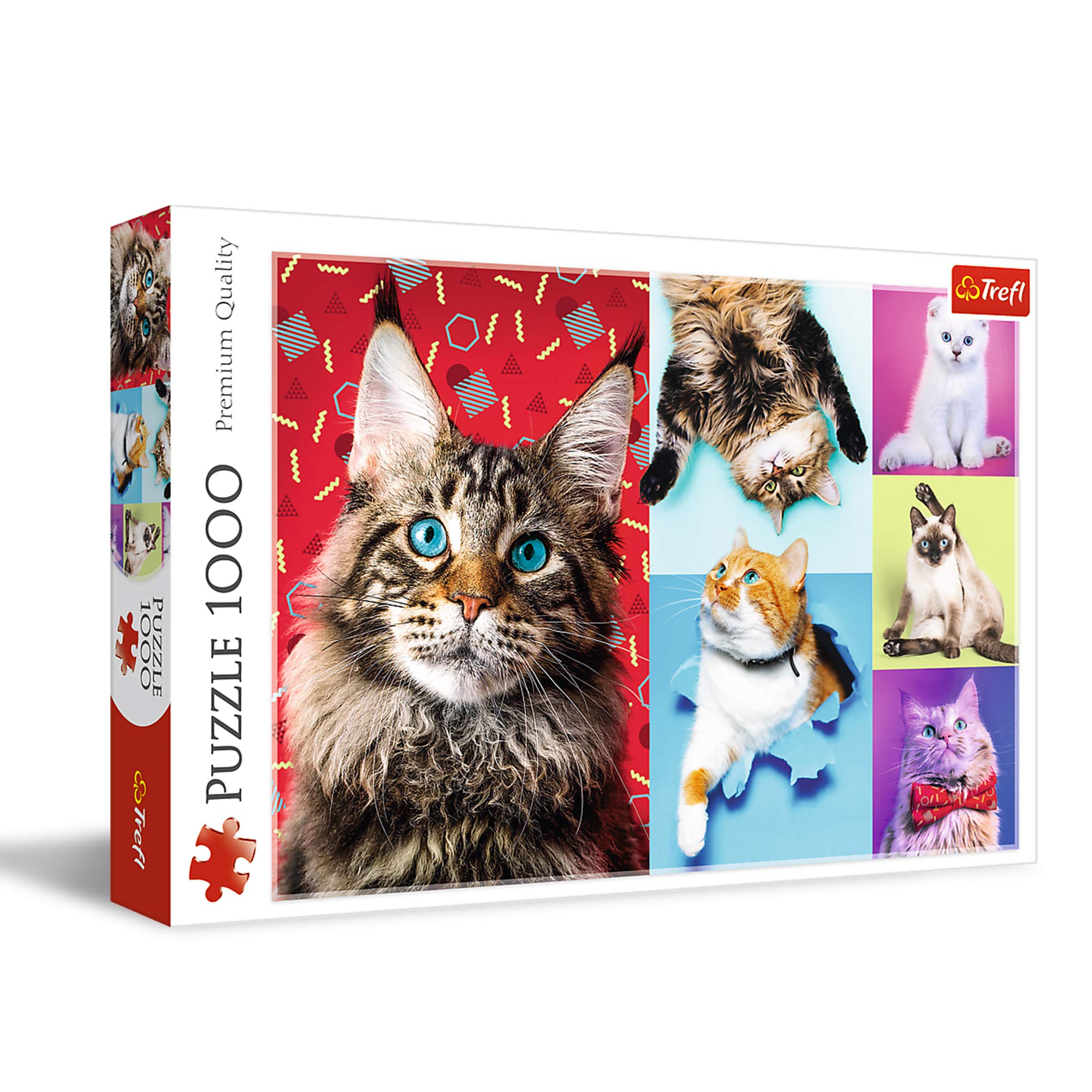 Trefl - Wesołe Koty - 1000 Elementów, Kolaż z Uroczymi Kotami, Śmieszne Koty, Kot, Zabawy Kotów, Układanka DIY, Kreatywna Rozrywka, Prezent, Zabawa, Puzzle Klasyczne dla Dorosłych i Dzieci od 12 Lat