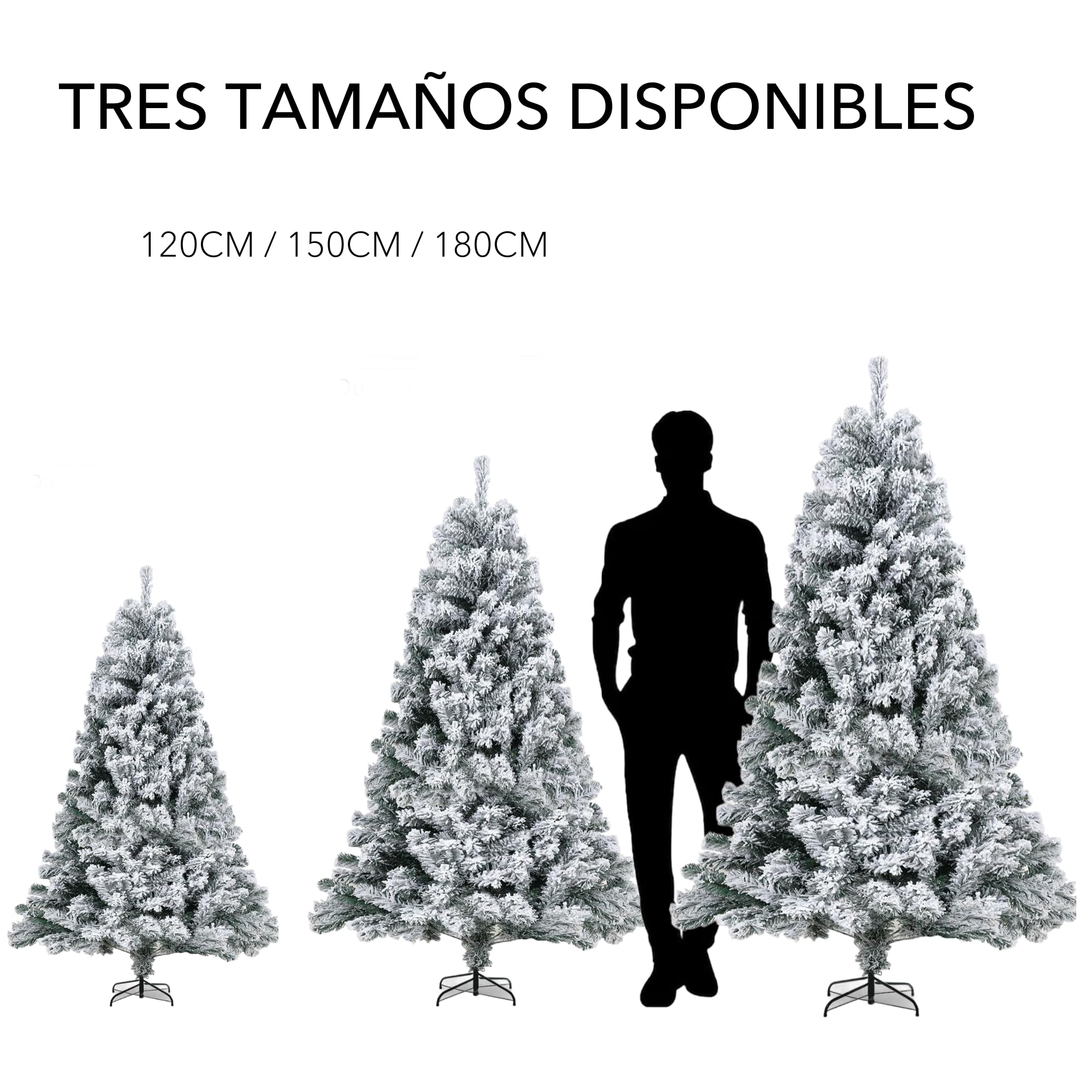 Carnavalife, Arbol Navidad Flocado, Arbol Navidad con Nieve, Decoración de Navidad Artificial, Blanco con Base Metálica, Arbol Navideño nevado (150CM 300T)