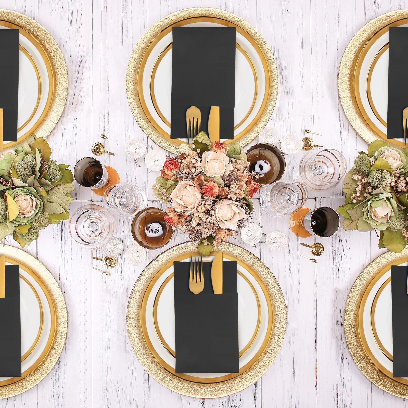 KAMMAK Servilletas de papel desechables con bolsillo, color gris oscuro, plegadas, paquete de 100 servilletas de papel para baño, toalla de invitados para fiesta, Navidad, boda, recepción (16.5 x 16.5
