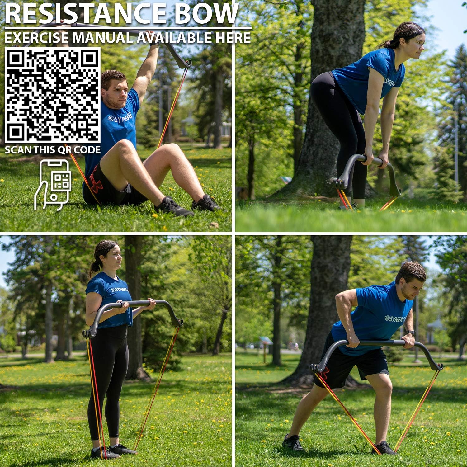 Synergee Resistance Bow. Portable Home Gym with Resistance Bands and Bar System. Collapsible Resistance Bar with Handles. Full Body Workouts for Home, Travel or Outdoors. - Image 7